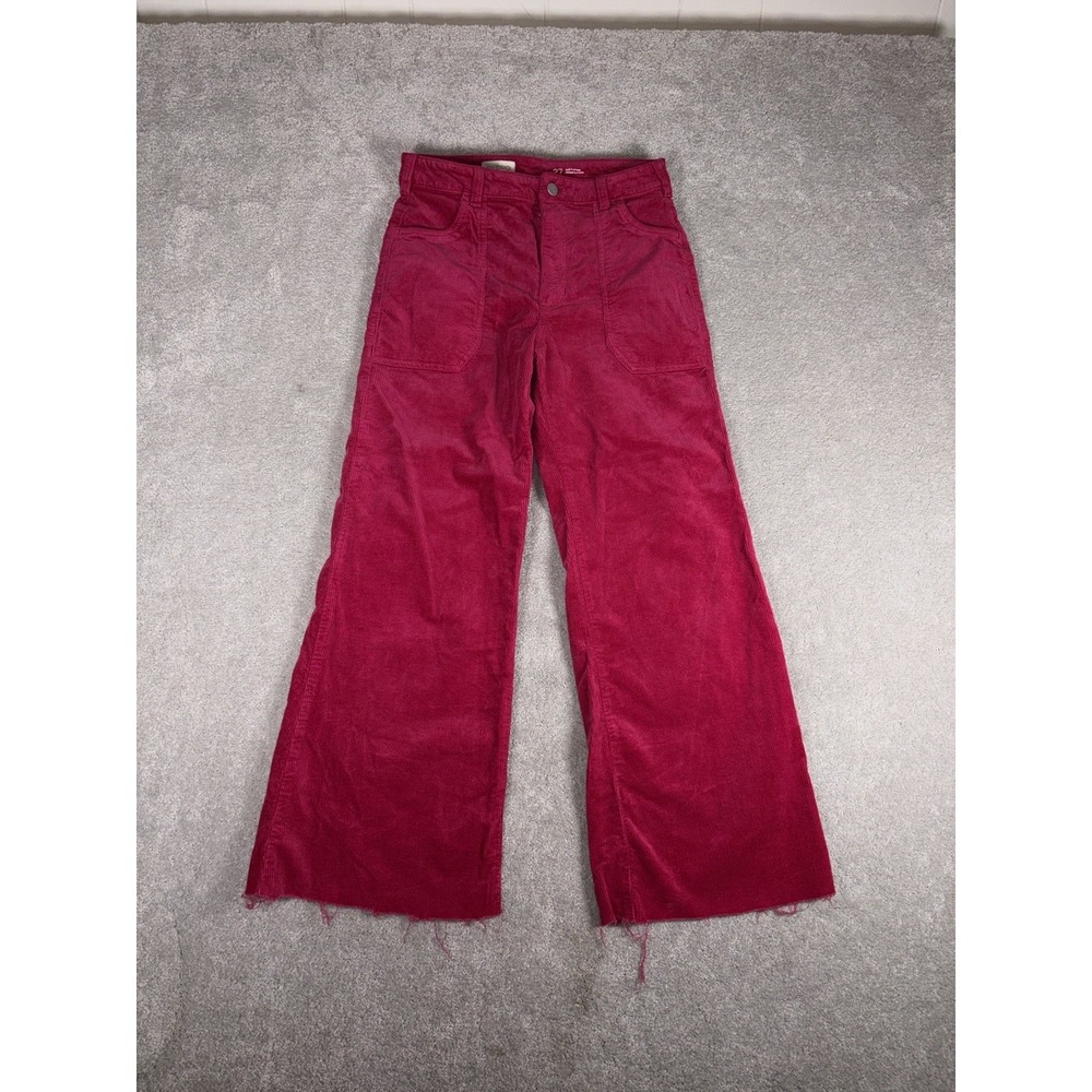 pilcro wide leg crop (29in Inseam) pink corduroy pants raw hem 27 - Picture 1 of 9